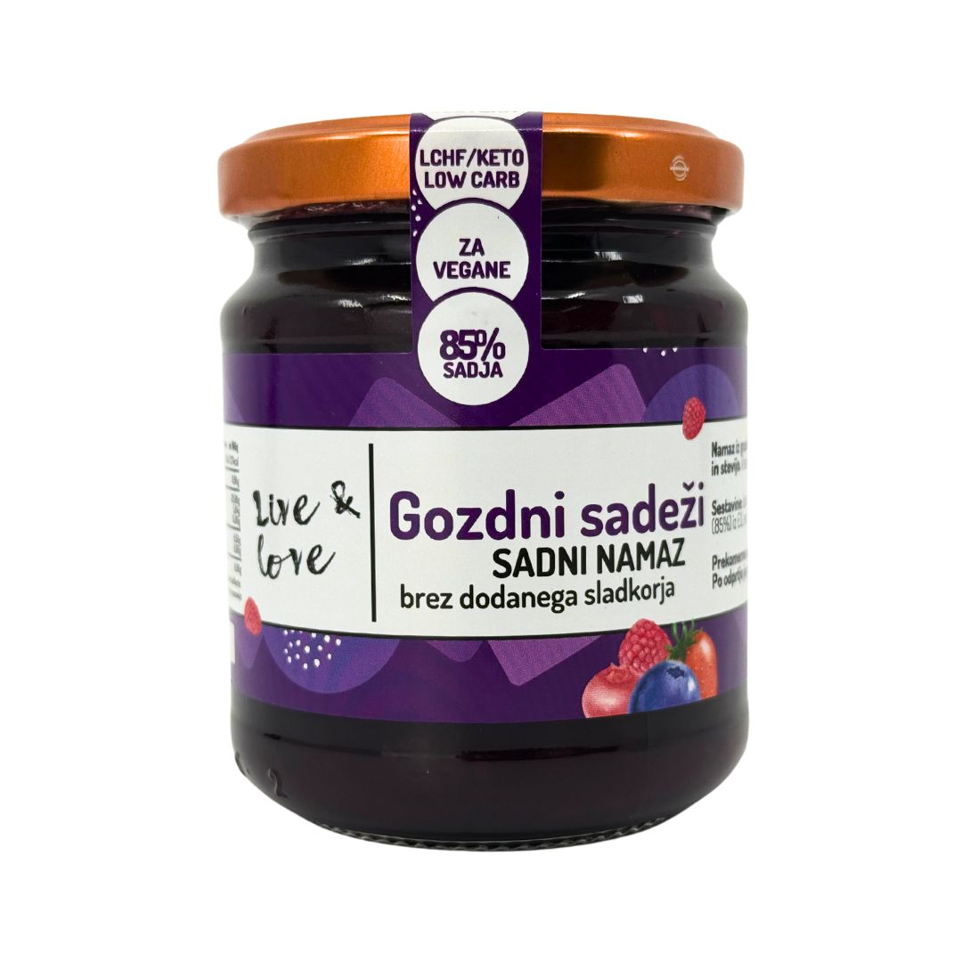 85% fruit spread, mixed berries 220g