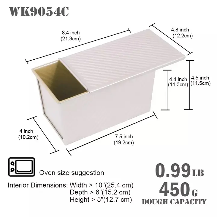 Bread pan with lid 450g, ribbed rectangular - Image 2